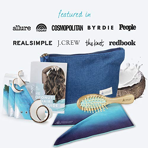 Coconut Oil Hair Mask Kit with Quick Dry Towel, Bamboo Hairbrush, and Coconut...