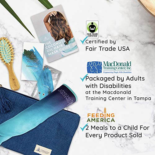 Coconut Oil Hair Mask Kit with Quick Dry Towel, Bamboo Hairbrush, and Coconut...