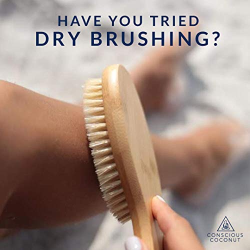 Dry Brush - Vegan Bamboo Body Scrub Brush with Travel Bag and How-To Dry Brus...