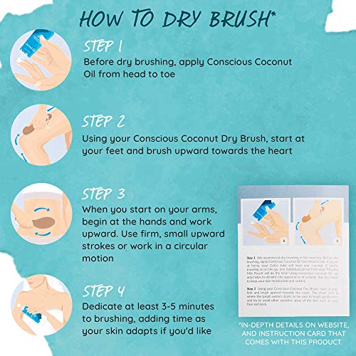 Dry Brush - Vegan Bamboo Body Scrub Brush with Travel Bag and How-To Dry Brus...