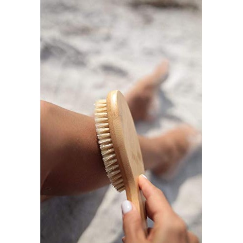 Dry Brush - Vegan Bamboo Body Scrub Brush with Travel Bag and How-To Dry Brus...