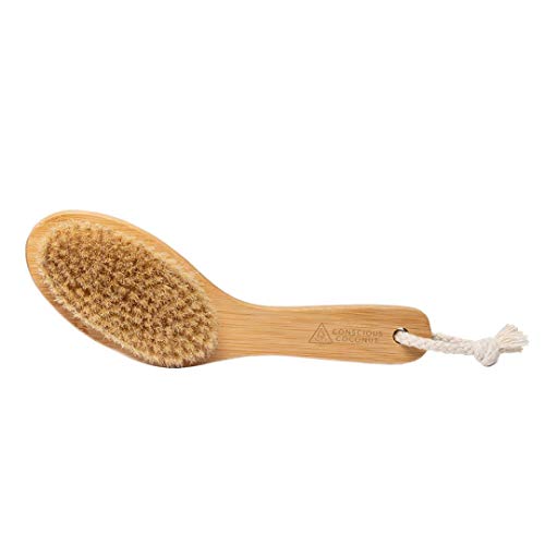 Dry Brush - Vegan Bamboo Body Scrub Brush with Travel Bag and How-To Dry Brus...