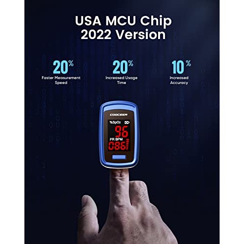 [2022] COOCEER Pulse Oximeter Fingertip, Finger Oxygen Monitor Fingertip Spo2...