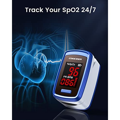 [2022] COOCEER Pulse Oximeter Fingertip, Finger Oxygen Monitor Fingertip Spo2...