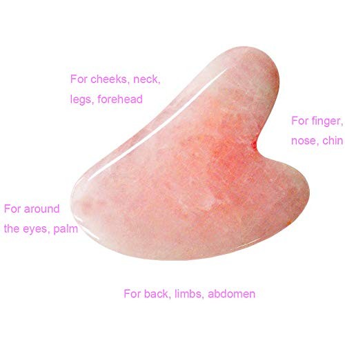 2PCS Gua Sha Facial Tool, Natural Crystal Jade Heart for SPA Acupuncture Ther...
