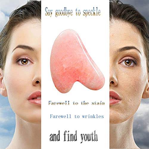 2PCS Gua Sha Facial Tool, Natural Crystal Jade Heart for SPA Acupuncture Ther...