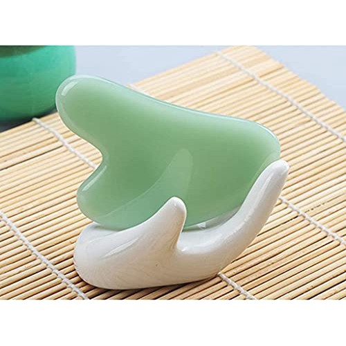 2PCS Gua Sha Facial Tool, Natural Crystal Jade Heart for SPA Acupuncture Ther...