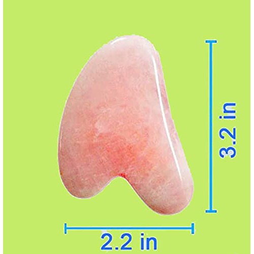 2PCS Gua Sha Facial Tool, Natural Crystal Jade Heart for SPA Acupuncture Ther...