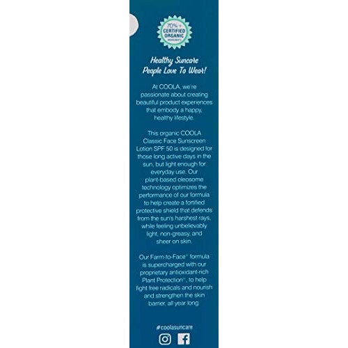 COOLA Organic Face Sunscreen & Sunblock Lotion Skin Care for Daily Protection...