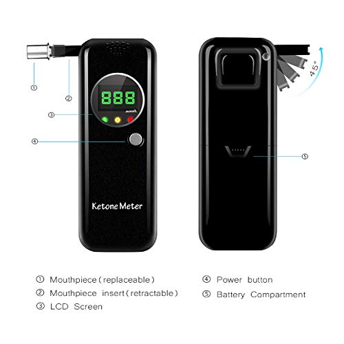 Ketosis Breath Analyzer, Digital LCD Keto Meter Breathalyzer with 10pcs Mouth...