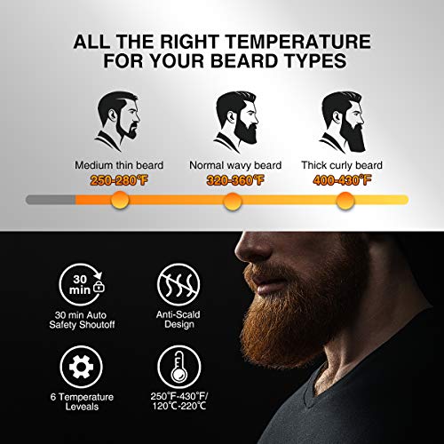 COOLKESI Gifts for Men, Ionic Ceramic Beard Straightener Brush, Fast Heated B...