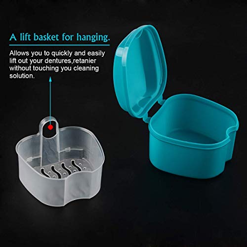 Denture Case, Denture Cup with Strainer, Coolrunner Denture Bath Box False Te...