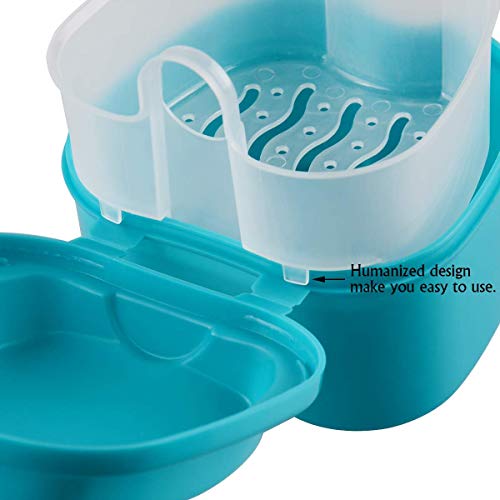 Denture Case, Denture Cup with Strainer, Coolrunner Denture Bath Box False Te...