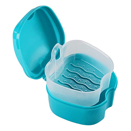 Denture Case, Denture Cup with Strainer, Coolrunner Denture Bath Box False Te...