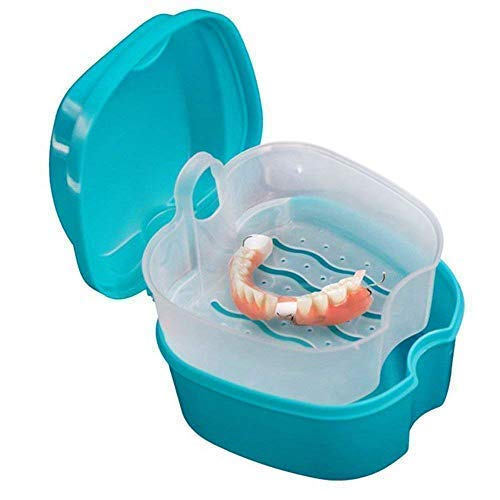 Denture Case, Denture Cup with Strainer, Coolrunner Denture Bath Box False Te...