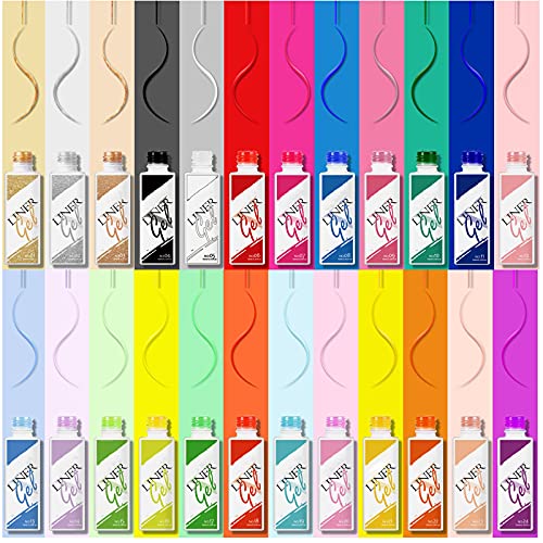 24 Colors Classic Neon Painting Gel Nail Polish Set,Drawing Gel Nail Liner Po...