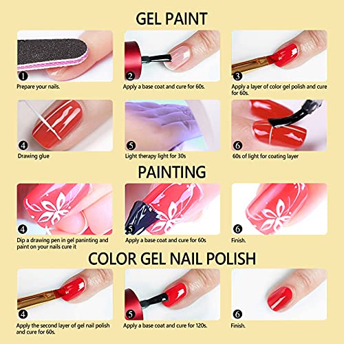 24 Colors Classic Neon Painting Gel Nail Polish Set,Drawing Gel Nail Liner Po...