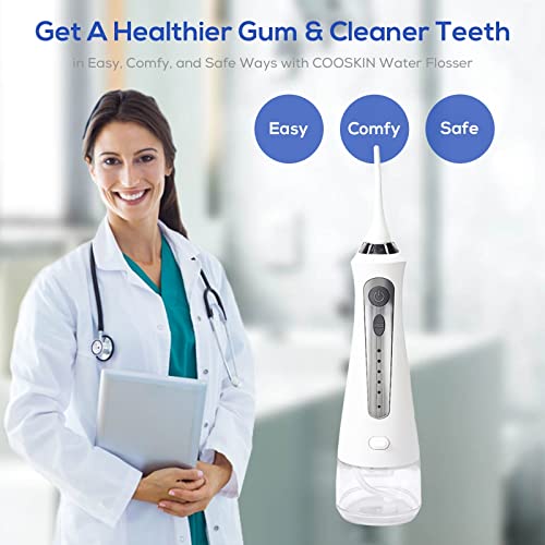 COOSKIN Electric Water Flosser Cordless, 5-Modes Dental Oral Irrigator for Te...