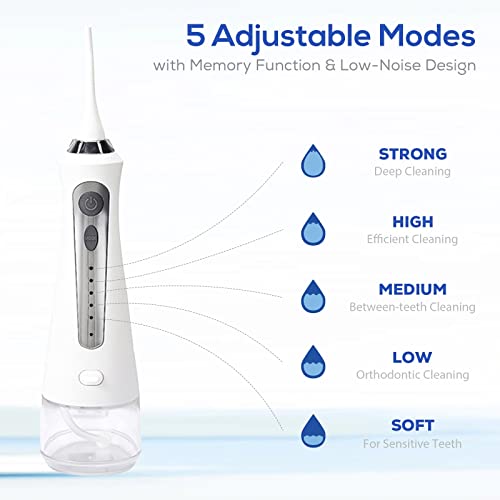 COOSKIN Electric Water Flosser Cordless, 5-Modes Dental Oral Irrigator for Te...