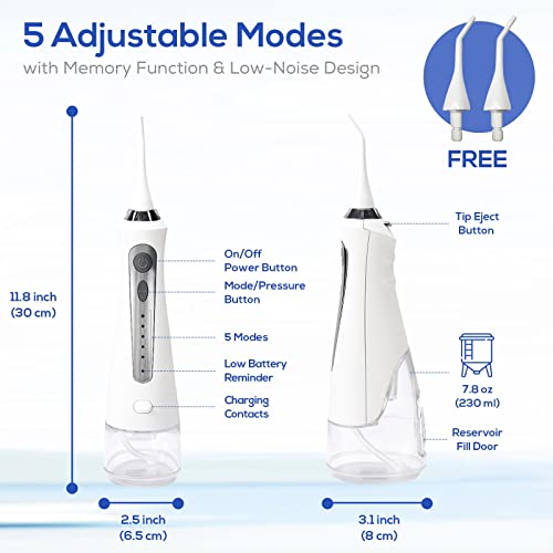 COOSKIN Electric Water Flosser Cordless, 5-Modes Dental Oral Irrigator for Te...