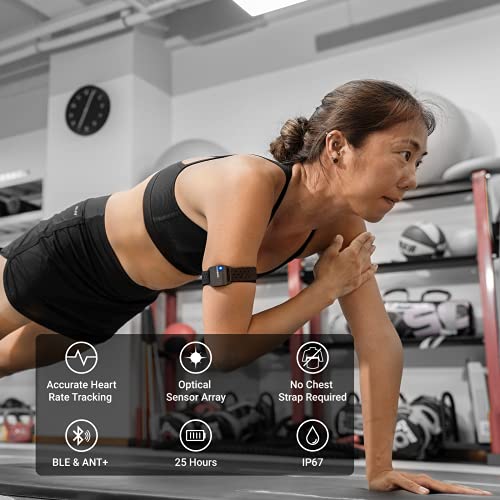 COOSPO Bluetooth & ANT+ Heart Rate Monitor Armband Optical HRM Sensor Waterpr...