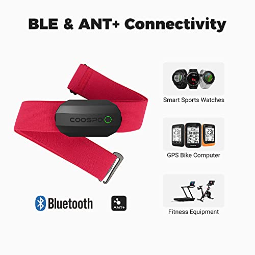 COOSPO Bluetooth Heart Rate Monitor,BLE ANT+ Heart Rate Chest Strap Monitor,D...
