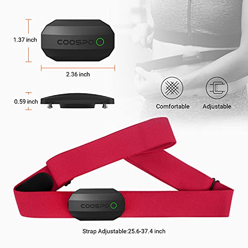 COOSPO Bluetooth Heart Rate Monitor,BLE ANT+ Heart Rate Chest Strap Monitor,D...