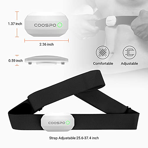 CooSpo Heart Rate Monitor Bluetooth ANT + HR Sensor with Chest Strap IP67 Wat...