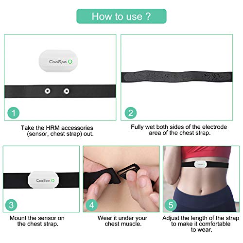 COOSPO Heart Rate Monitor Chest Strap Bluetooth /ANT+ HRM Sensor Waterproof C...