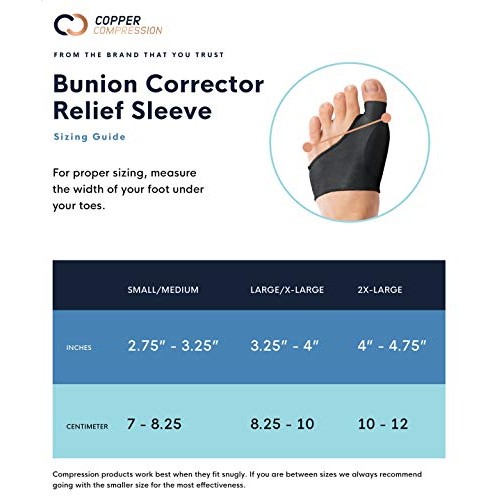 Copper Compression Bunion Corrector Relief Sleeve - Gel Cushion Pads - Copper...