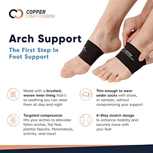 Copper Compression Copper Arch Support - 2 Plantar Fasciitis Braces/Sleeves. ...