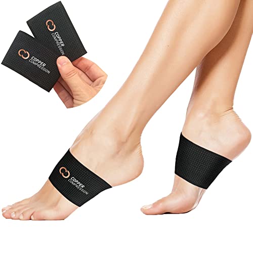 Copper Compression Copper Arch Support - 2 Plantar Fasciitis Braces/Sleeves. ...