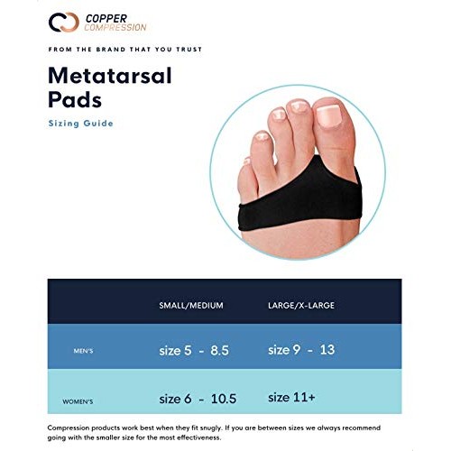 Copper Compression Metatarsal Pads for Women & Men - Copper Infused Foot Pads...