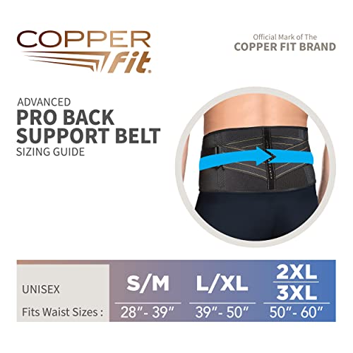 Copper Fit Unisex Advanced Pro Back Belt Compression Brace, Small/Medium