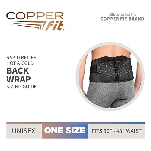 Copper Fit Unisex Rapid Relief Back Support Brace with Hot/Cold Therapy, Adju...