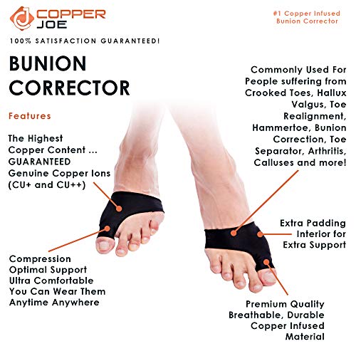 Copper Joe Big Toe Bunion Corrector Sleeves- Ultimate Copper Infused Compress...