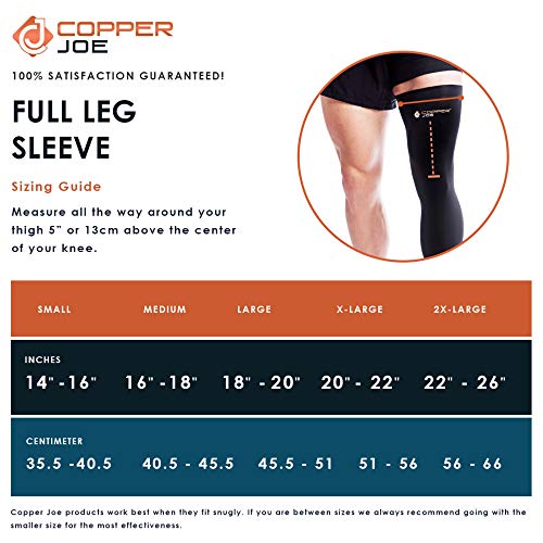 Copper Joe Full Leg Compression Sleeve - Ultimate Copper Infused, Support for...