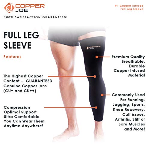 Copper Joe Full Leg Compression Sleeve - Ultimate Copper Infused, Support for...