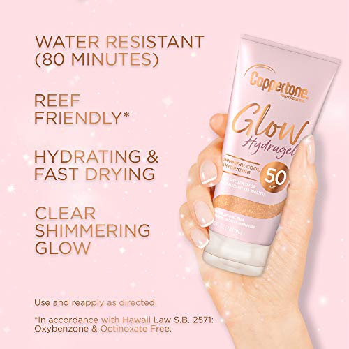 Coppertone Glow Hydragel SPF 50 Sunscreen Lotion with Shimmer, Broad Spectrum...
