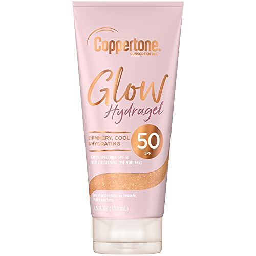 Coppertone Glow Hydragel SPF 50 Sunscreen Lotion with Shimmer, Broad Spectrum...