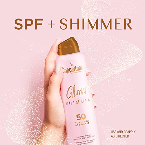 Coppertone Glow Shimmering SPF 50 Sunscreen Spray, 5 ounces (Packaging May Vary)