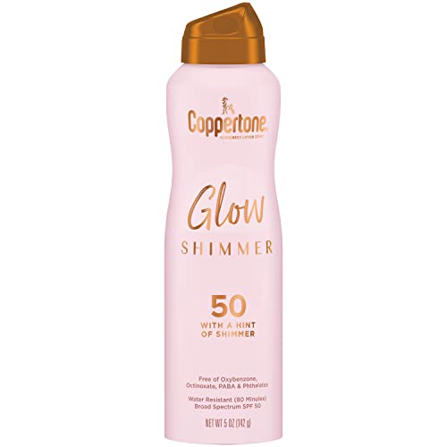 Coppertone Glow Shimmering SPF 50 Sunscreen Spray, 5 ounces (Packaging May Vary)