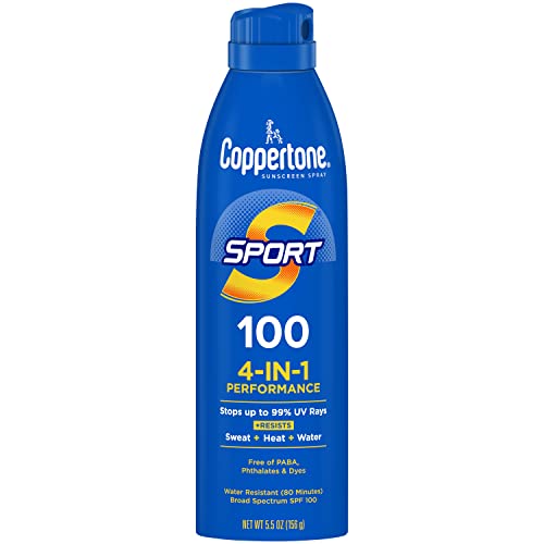 Coppertone SPORT Continuous Sunscreen Spray Broad Spectrum SPF 100, White, 5....