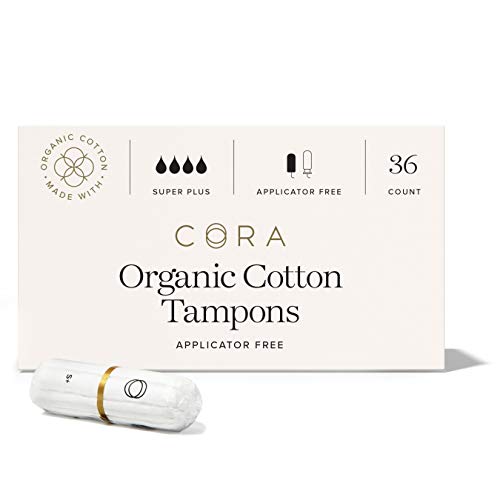 Cora 100% Organic Cotton Non-Applicator Tampons | Ultra-Absorbent, Non-Toxic,...
