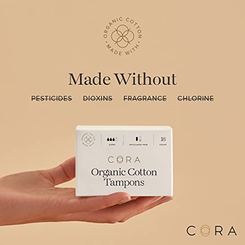 Cora 100% Organic Cotton Non-Applicator Tampons | Ultra-Absorbent, Unscented,...