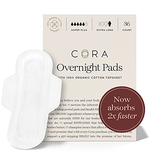 Cora Organic Pads | Ultra Thin Period Pads with Wings | Overnight Absorbency ...