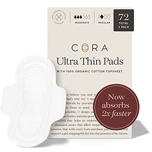 Cora Organic Pads | Ultra Thin Period Pads with Wings | Regular Absorbency | ...