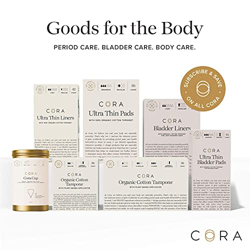 Cora Organic Tampons | Super Absorbency | 100% Cotton Core, Unscented with BP...