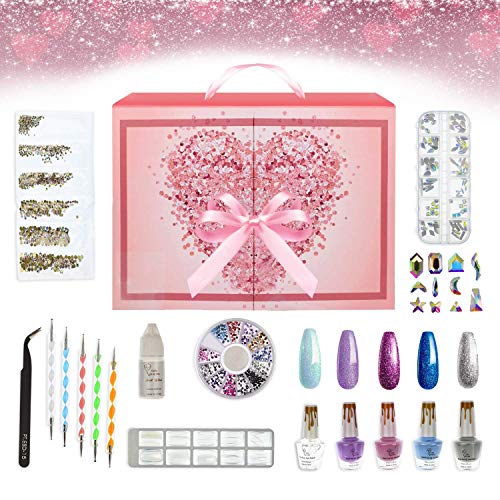 CoralBeau Nail Art Kit with Rhinestones for Nails - Nail Polish Gift Set for ...