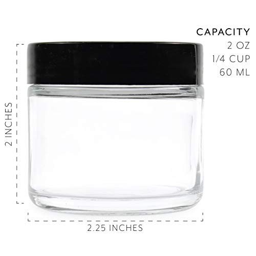 Cornucopia 2oz Straight Sided Clear Glass Jars (12 pack), Airtight Cosmetic J...